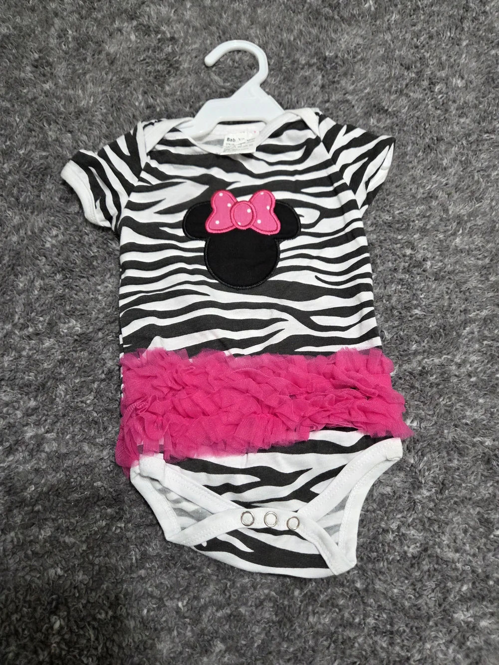 Baby One-Piece Zebra Print Bodysuit with Pink Ruffle & Bow